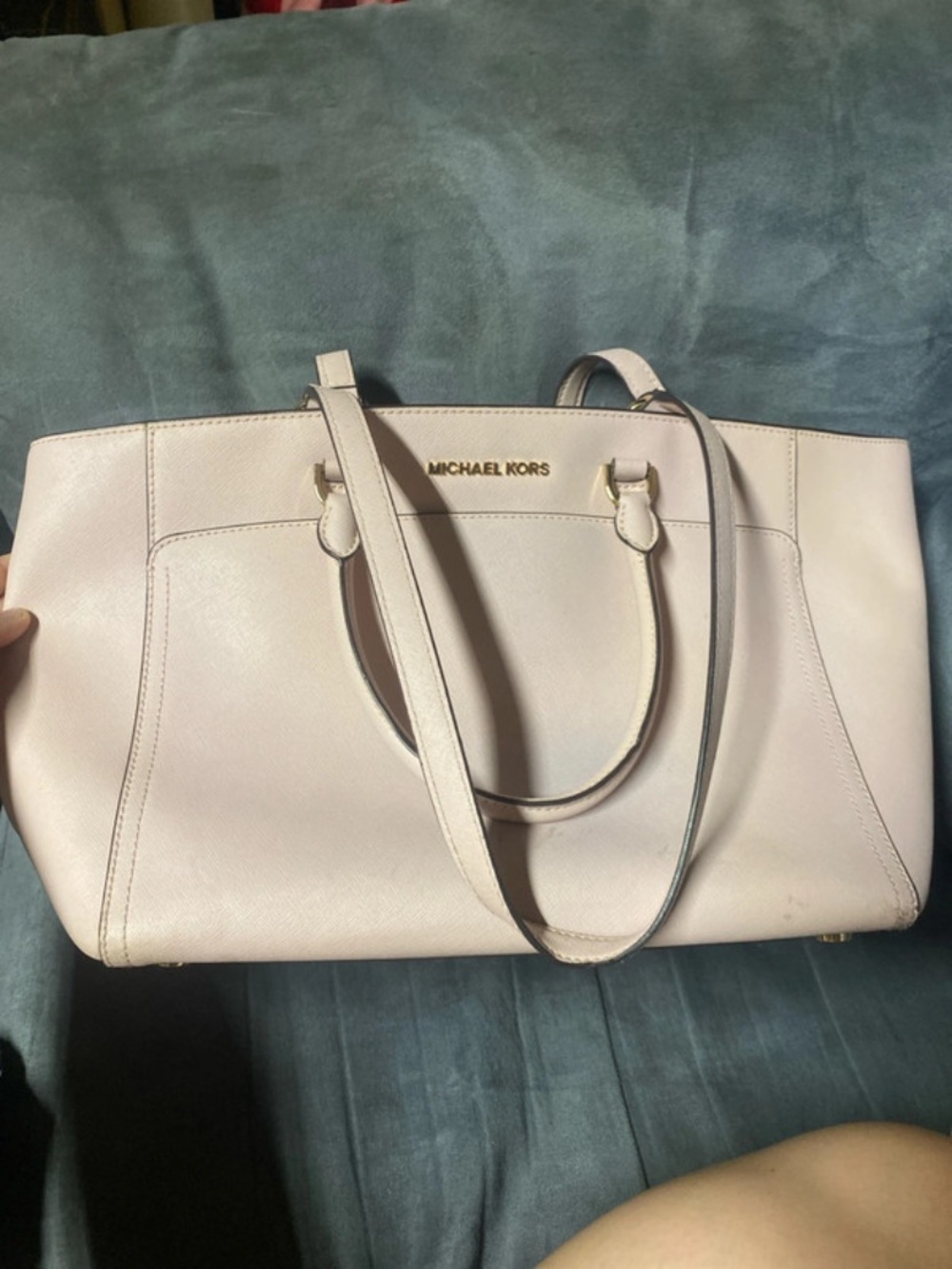 Michael Kors Light Pink Leather Tote with Gold Logo